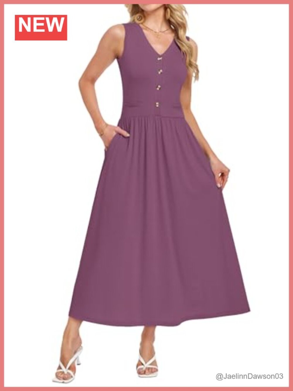 MOLERANI Women Summer Maxi Dress Sleeveless V Neck Flowy Sundress Pockets